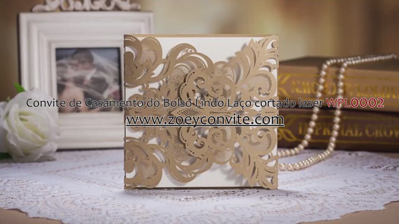 Convite de Casamento do Bolso Lindo La?o cortado laser WPL0002  Clique na imagem para fechar