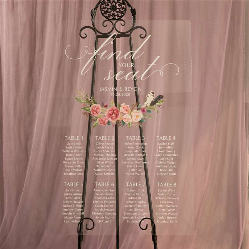 3mm Placa para Casamento em Acrílico YK024