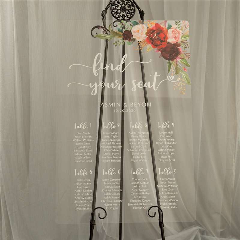 3mm Placa para Casamento em Acrílico YK027
