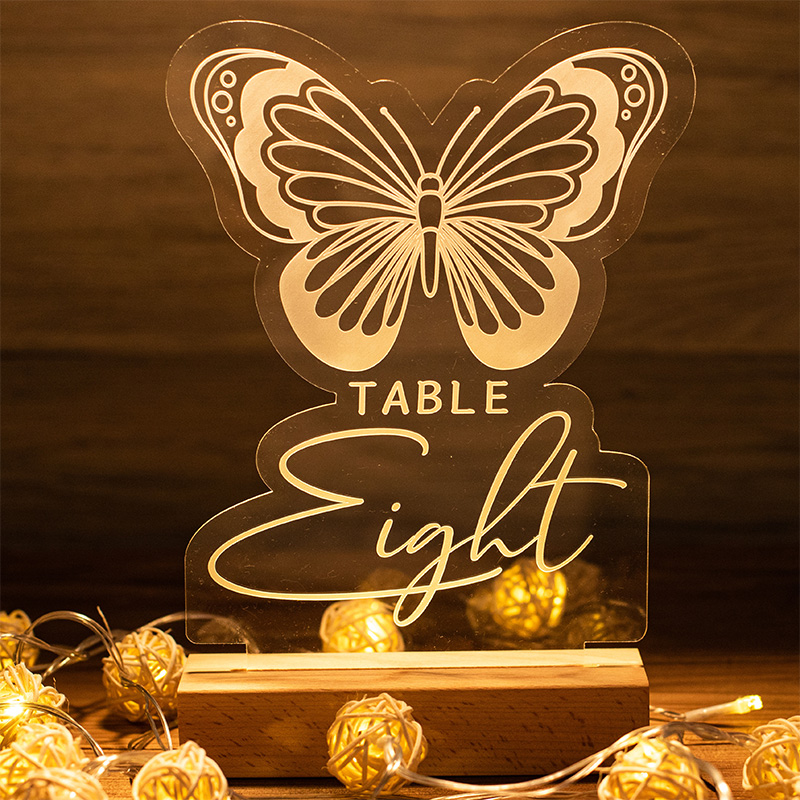 Marcador de mesa com suporte iluminado borbolete YKTG11