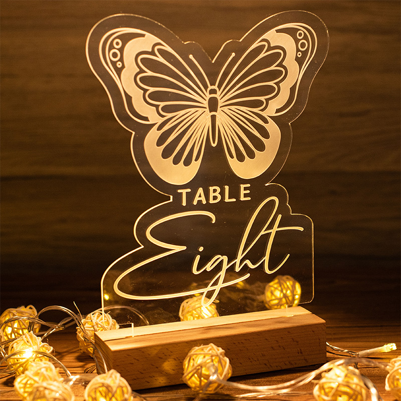 Marcador de mesa com suporte iluminado borbolete YKTG11
