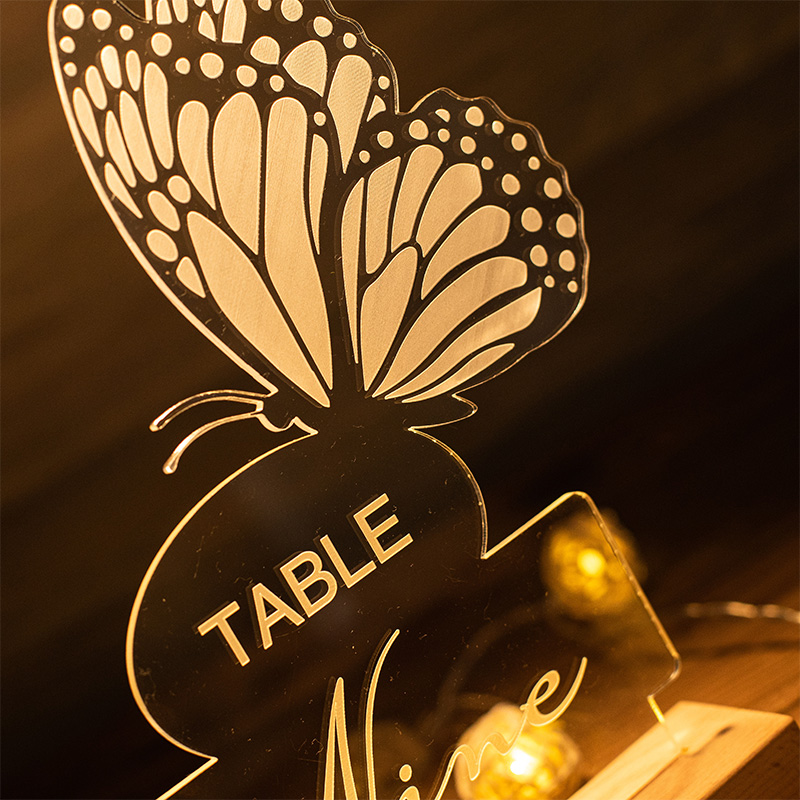 Marcador de mesa com suporte iluminado borbolete YKTG12